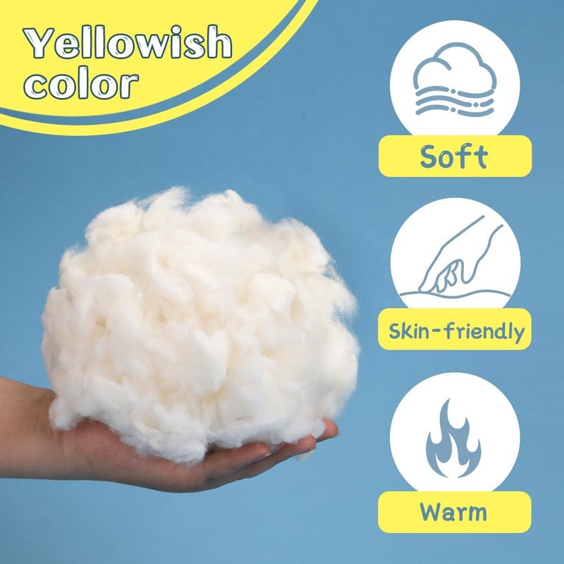 Kogyxe 10.58oz Combed Cotton Filling, High Resilience Cotton Stuffing, Premium Pillow Stuffing for Cushions Crochet DIY Crafts, Stuffed Animals - Image 3
